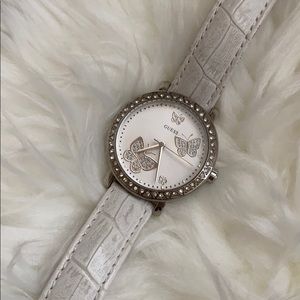 Guess women watch white leather